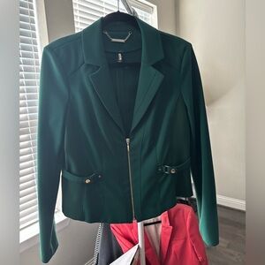 White House Black Market Green Blazer with gold accents
